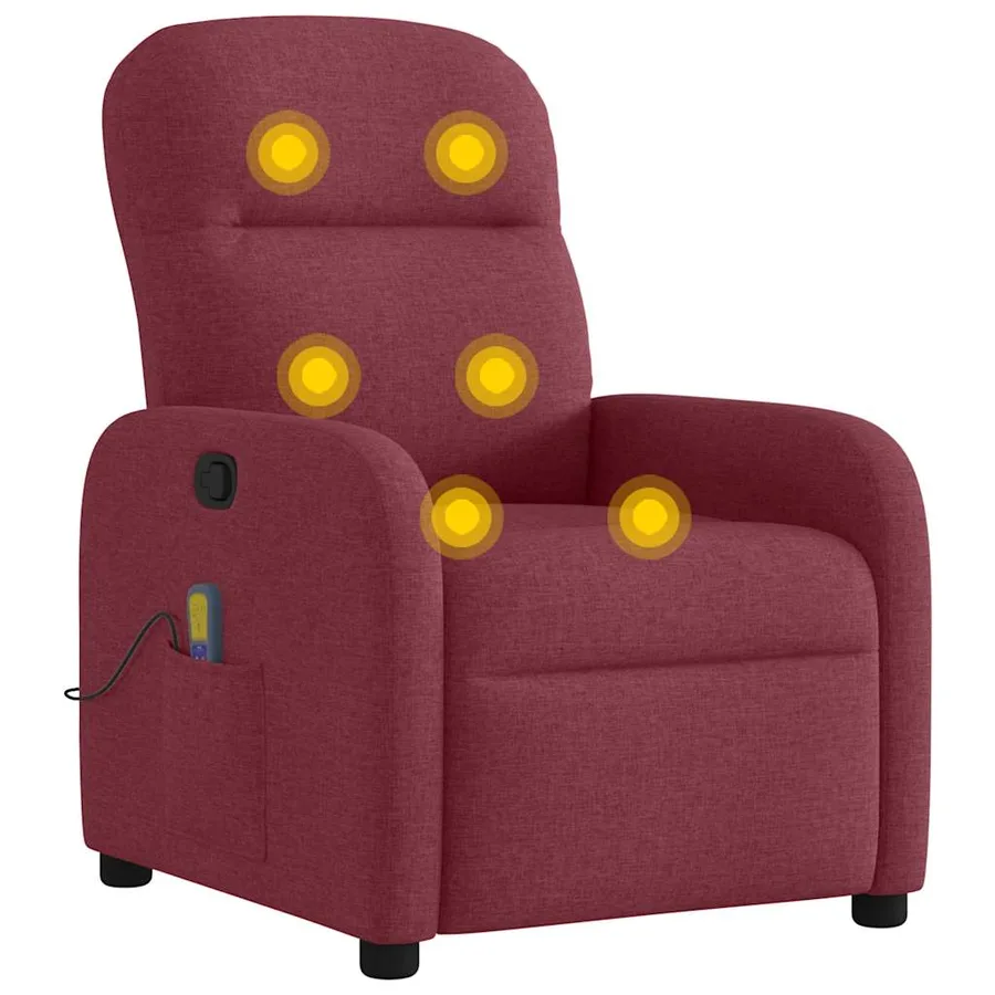 Fauteuil de massage inclinable Rouge bordeaux Tissu - 6