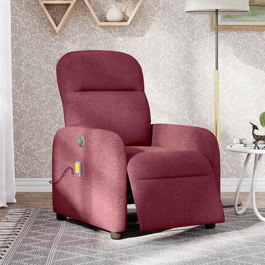 Fauteuil de massage inclinable électrique Rouge bordeaux Tissu - 2