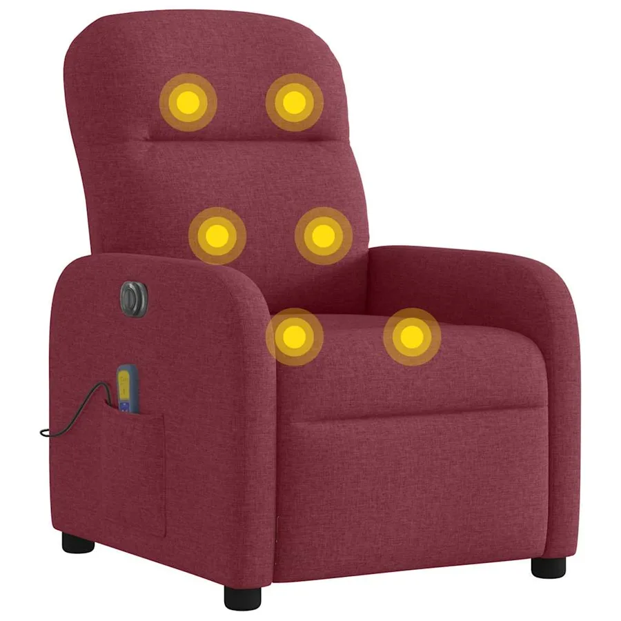 Fauteuil de massage inclinable électrique Rouge bordeaux Tissu - 8