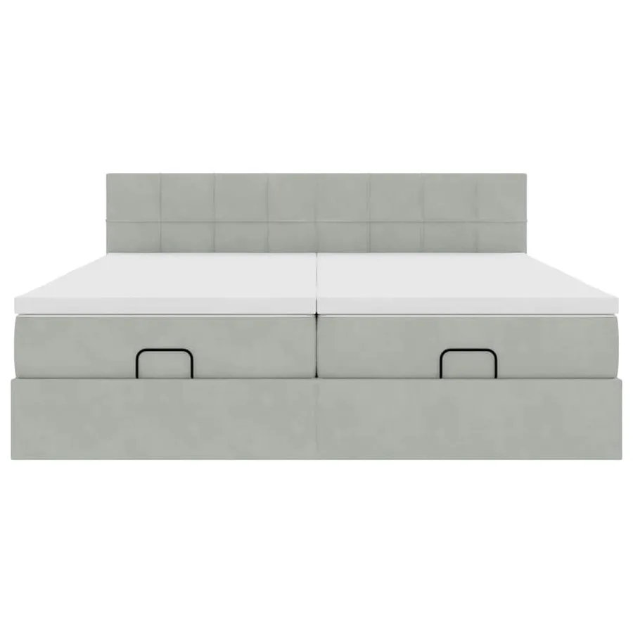 Cadre de lit ottoman et matelas gris clair 180x200cm velours - 7