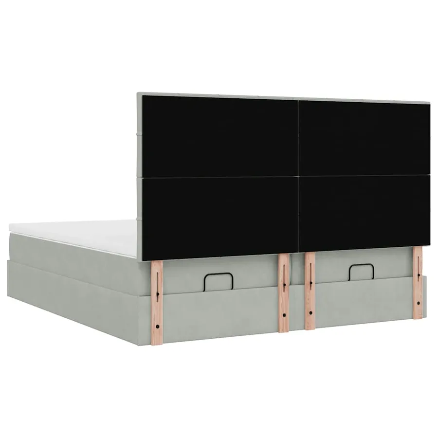 Cadre de lit ottoman et matelas gris clair 180x200cm velours - 10