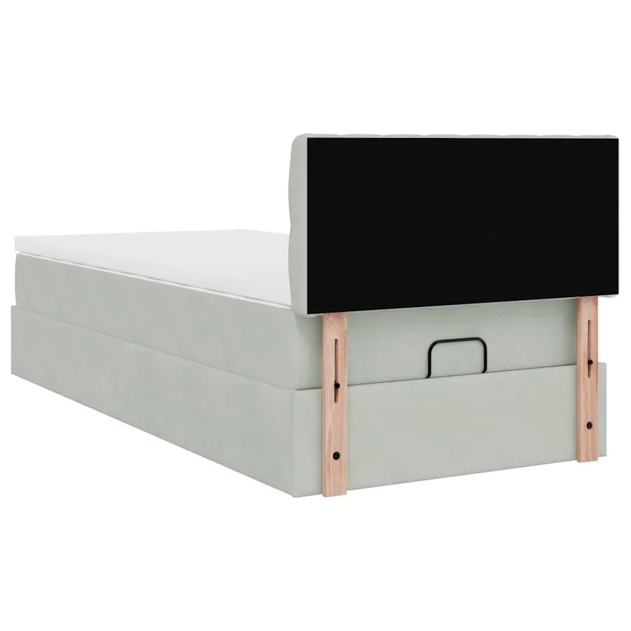 Cadre de lit ottoman et matelas gris clair 90x200 cm velours - 10