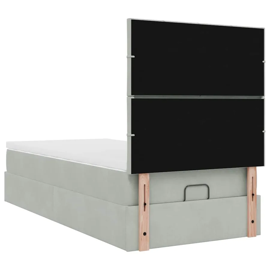 Cadre de lit ottoman et matelas gris clair 90x200 cm velours - 10