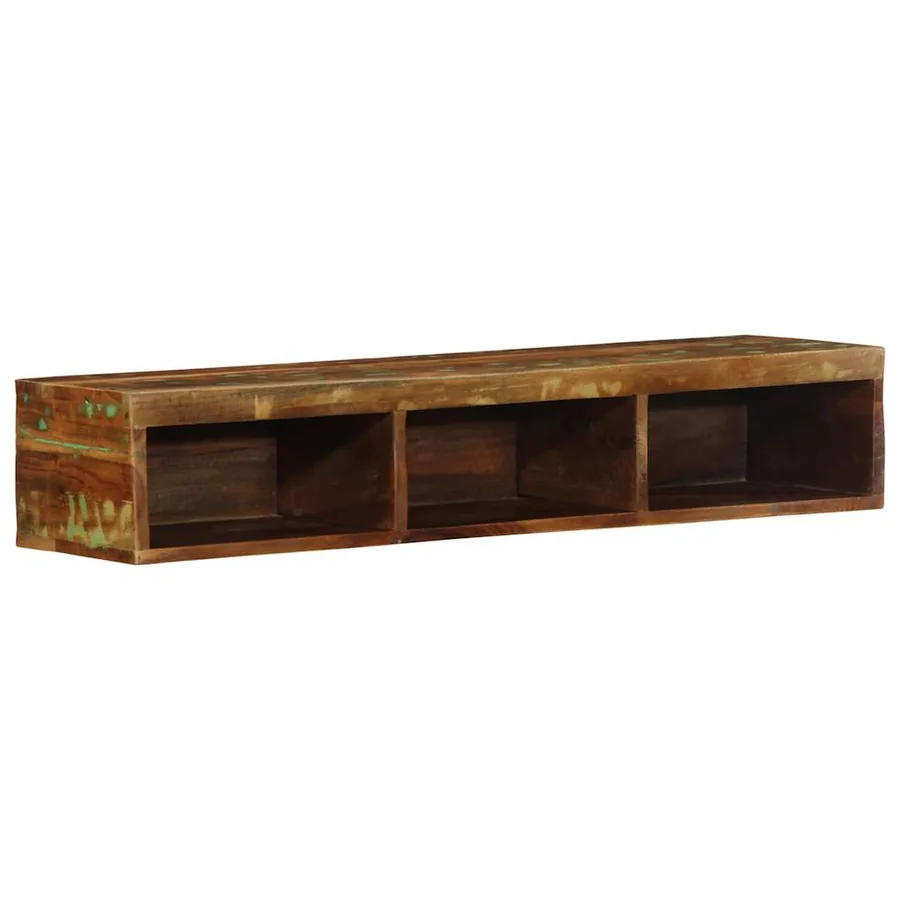 Meuble TV mural 100x30x19 cm bois massif de récupération
