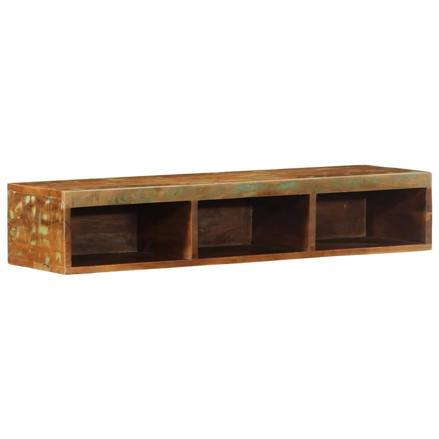 Meuble TV mural 100x30x19 cm bois massif de récupération - 2