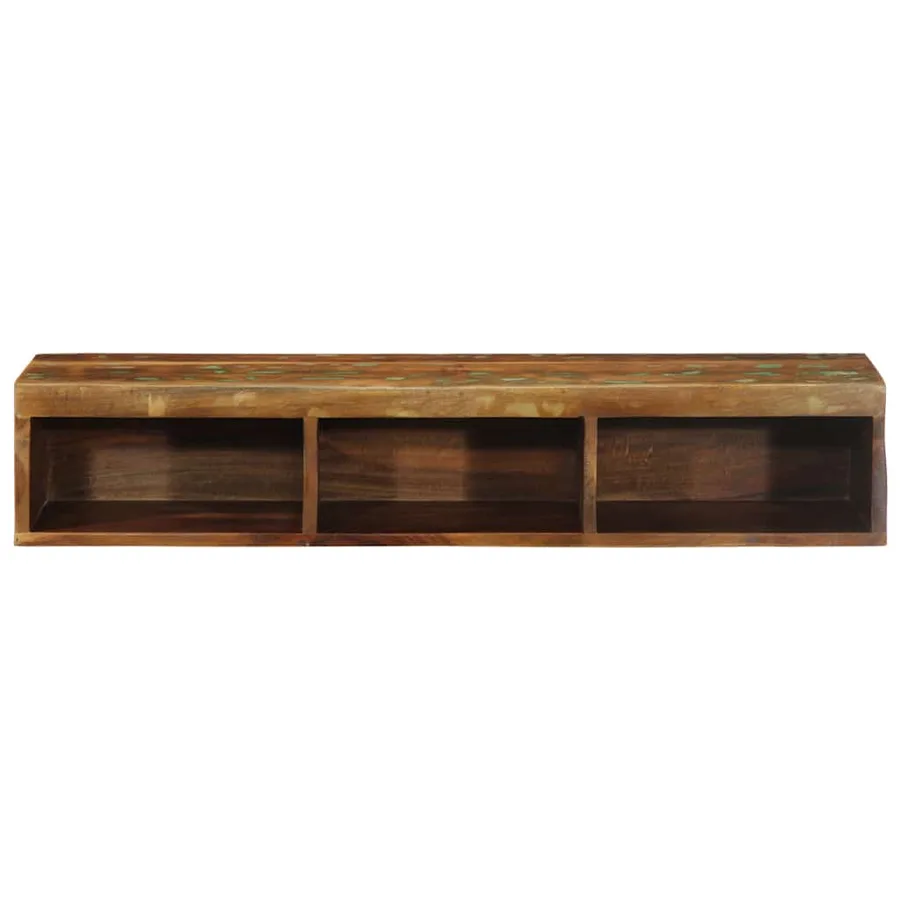 Meuble TV mural 100x30x19 cm bois massif de récupération - 4