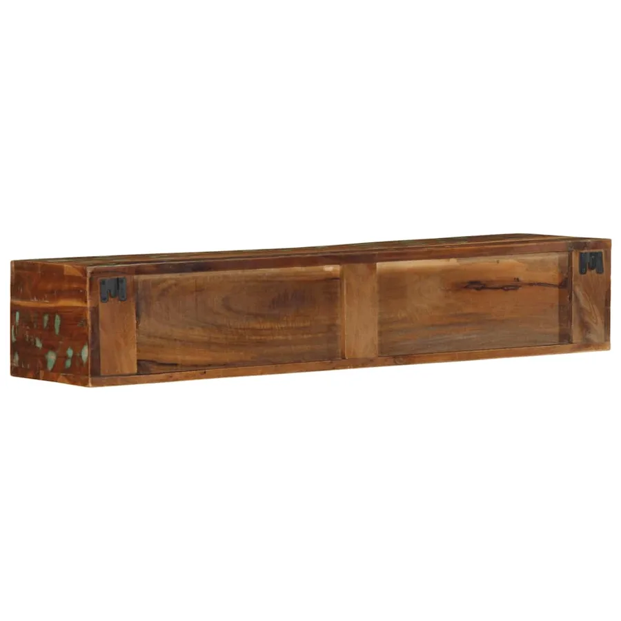 Meuble TV mural 100x30x19 cm bois massif de récupération - 6
