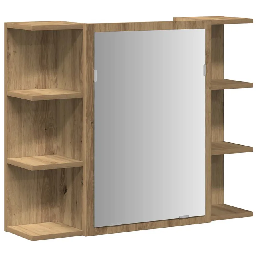 Armoire à miroir de salle de bain chêne artisanal 80x20,5x64 cm - 2