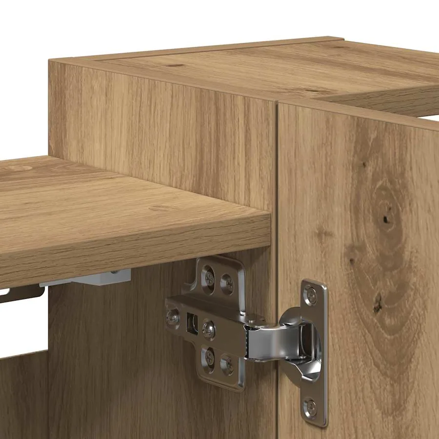 Armoire à miroir de salle de bain chêne artisanal 80x20,5x64 cm - 9