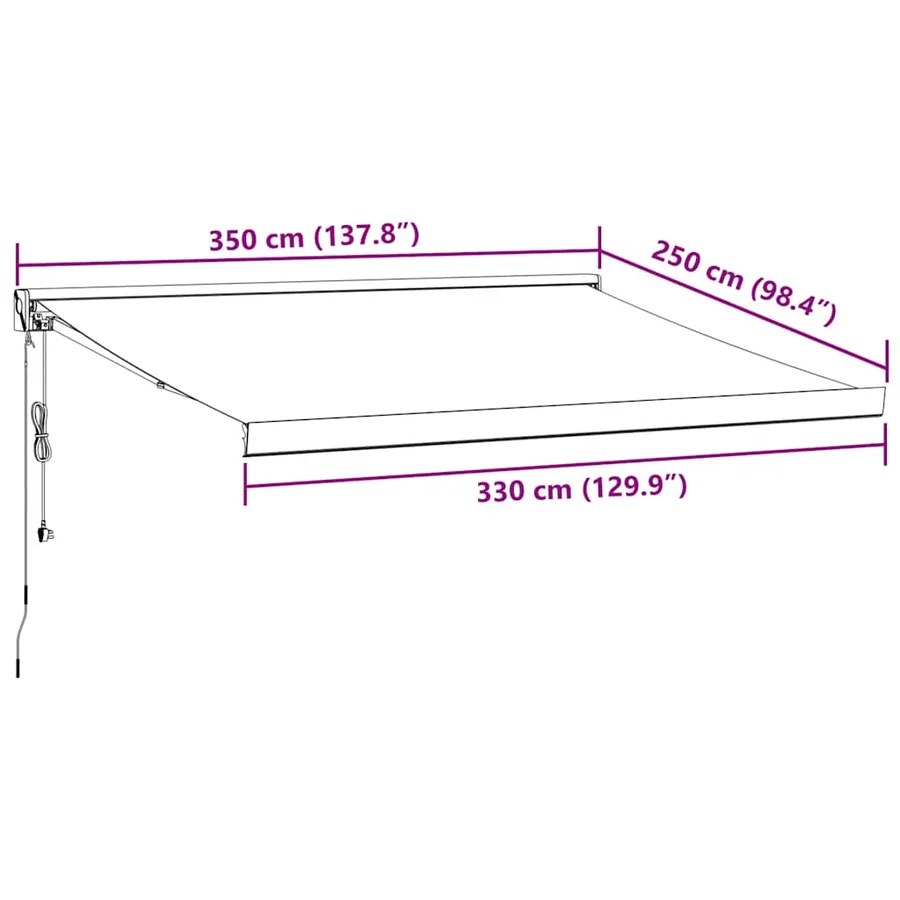 Auvent rétractable automatique bordeaux 350x250 cm - 8