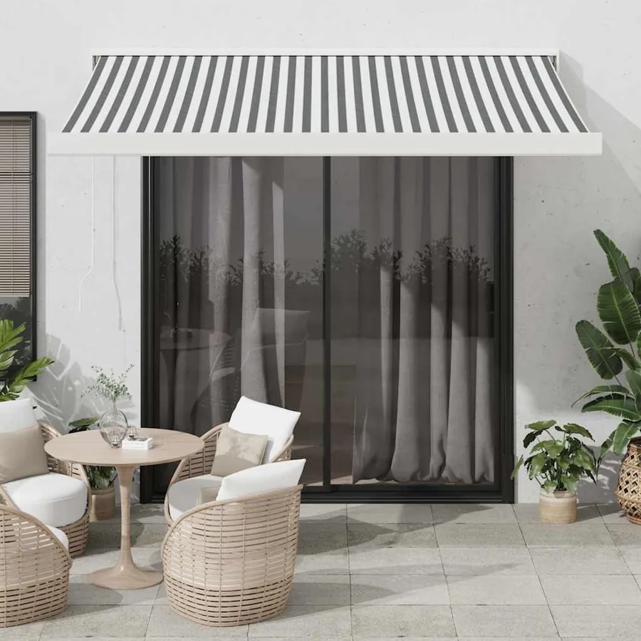 Auvent rétractable anthracite et blanc 3,5x2,5m tissu/aluminium