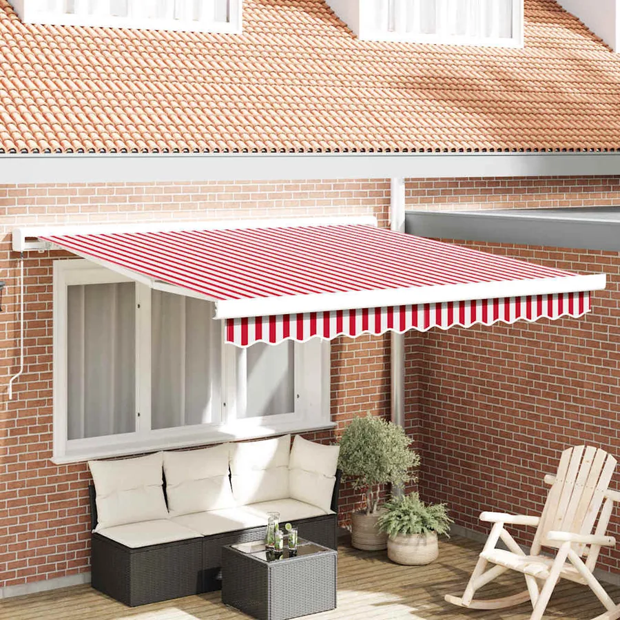 Auvent rétractable Rouge et Blanc 350 x 250 cm
