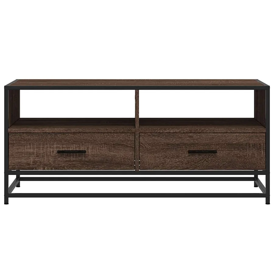 Table basse chêne marron 100x50x45cm bois d'ingénierie et métal - 5