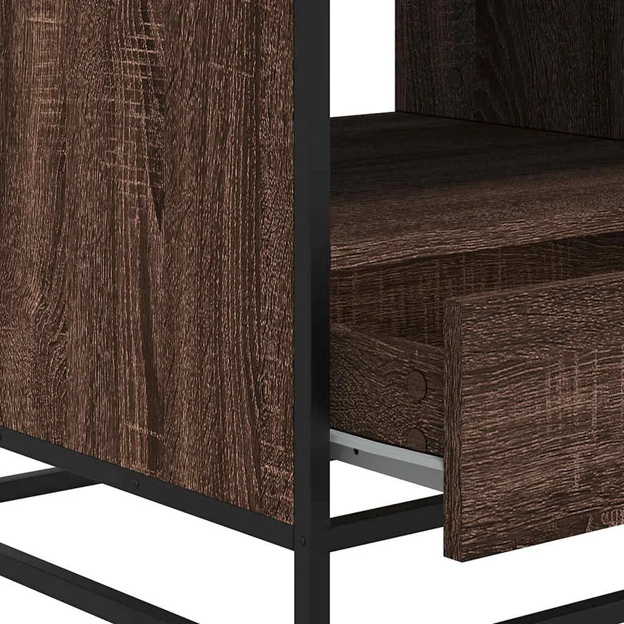 Table basse chêne marron 100x50x45cm bois d'ingénierie et métal - 9