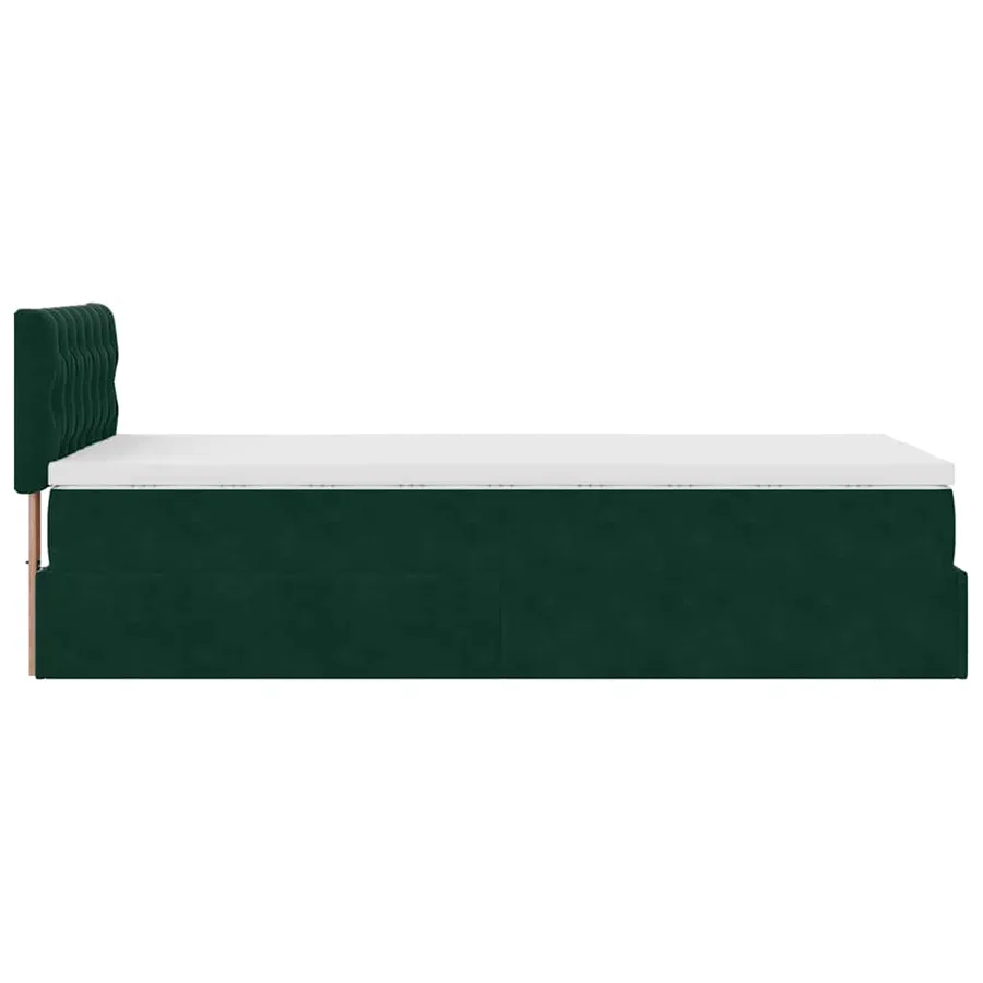 Cadre de lit ottoman avec matelas vert foncé 100x200 cm velours - 9