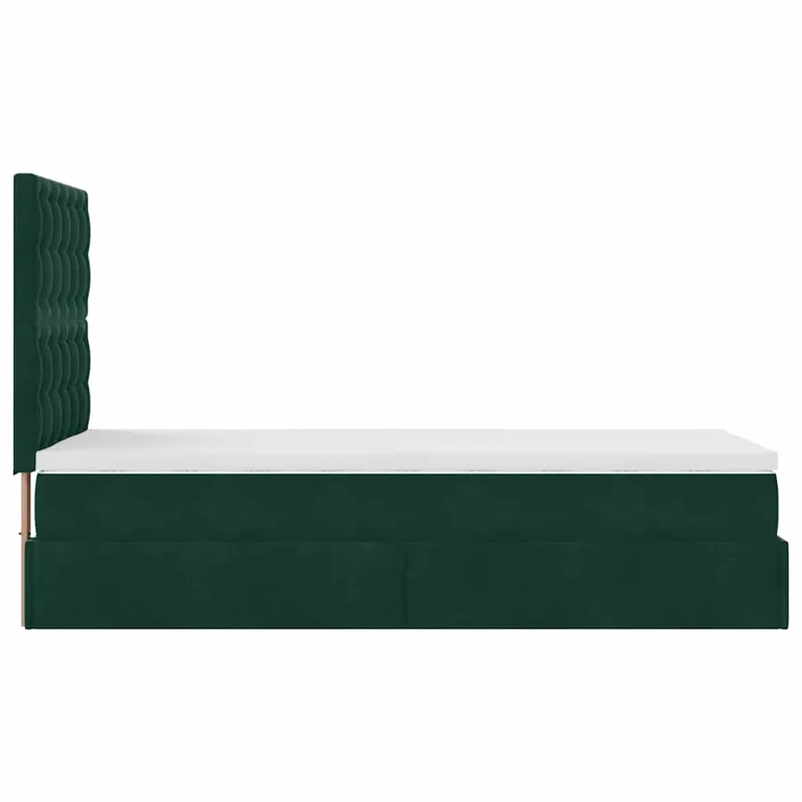 Cadre de lit ottoman avec matelas vert foncé 90x200 cm velours - 9