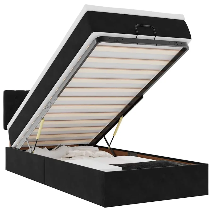 Cadre de lit ottoman avec matelas noir 80x200 cm velours - 2