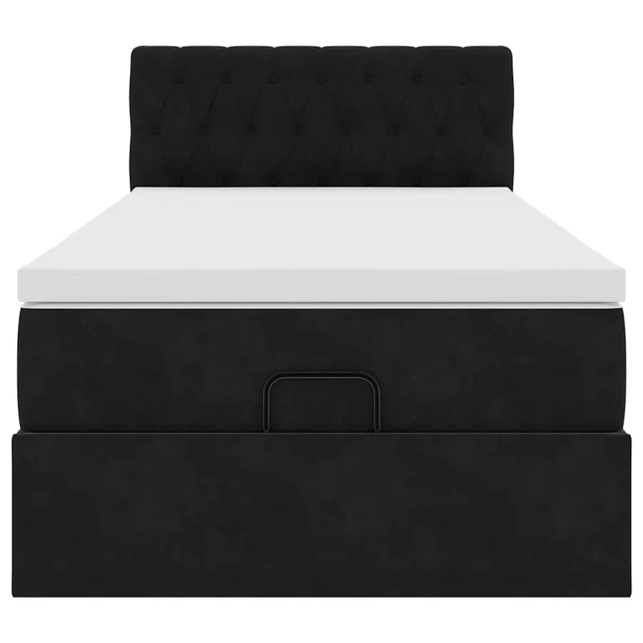 Cadre de lit ottoman avec matelas noir 80x200 cm velours - 5