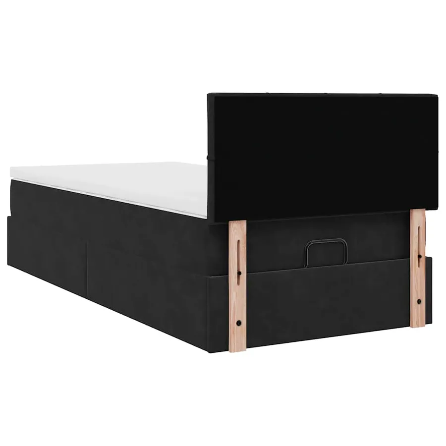 Lit ottoman avec matelas et LED noir 80x200cm velours - 12