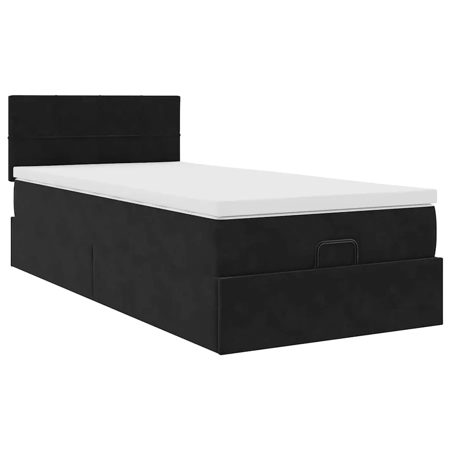 Lit ottoman avec matelas et LED noir 80x200cm velours - 7