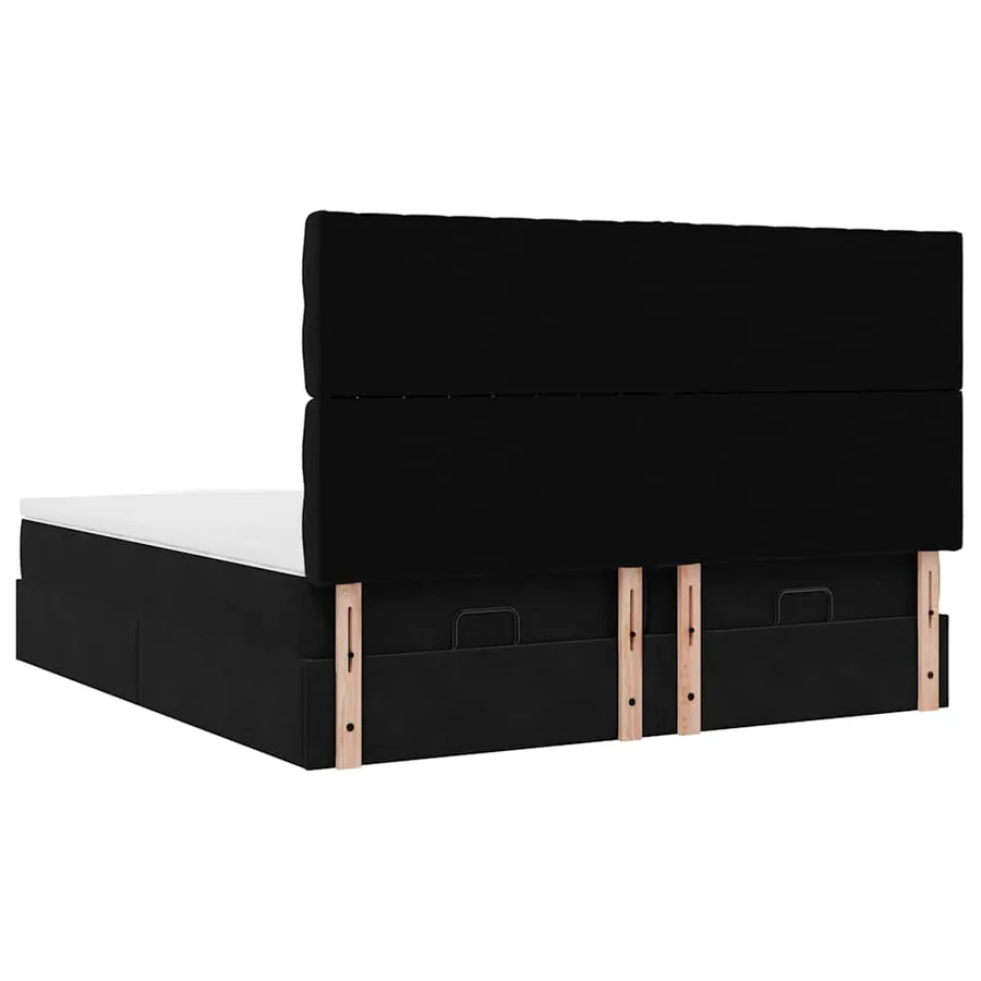Cadre de lit ottoman avec matelas noir 160x200 cm velours - 10