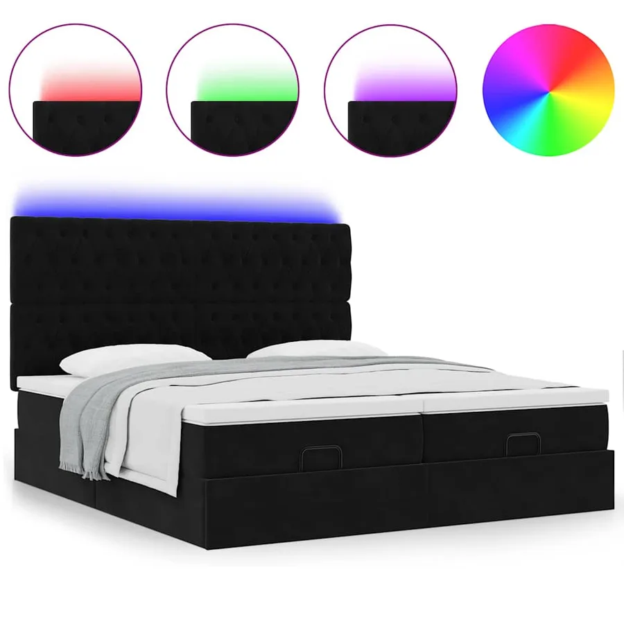 Cadre de lit ottoman avec matelas noir 160x200 cm velours - 5