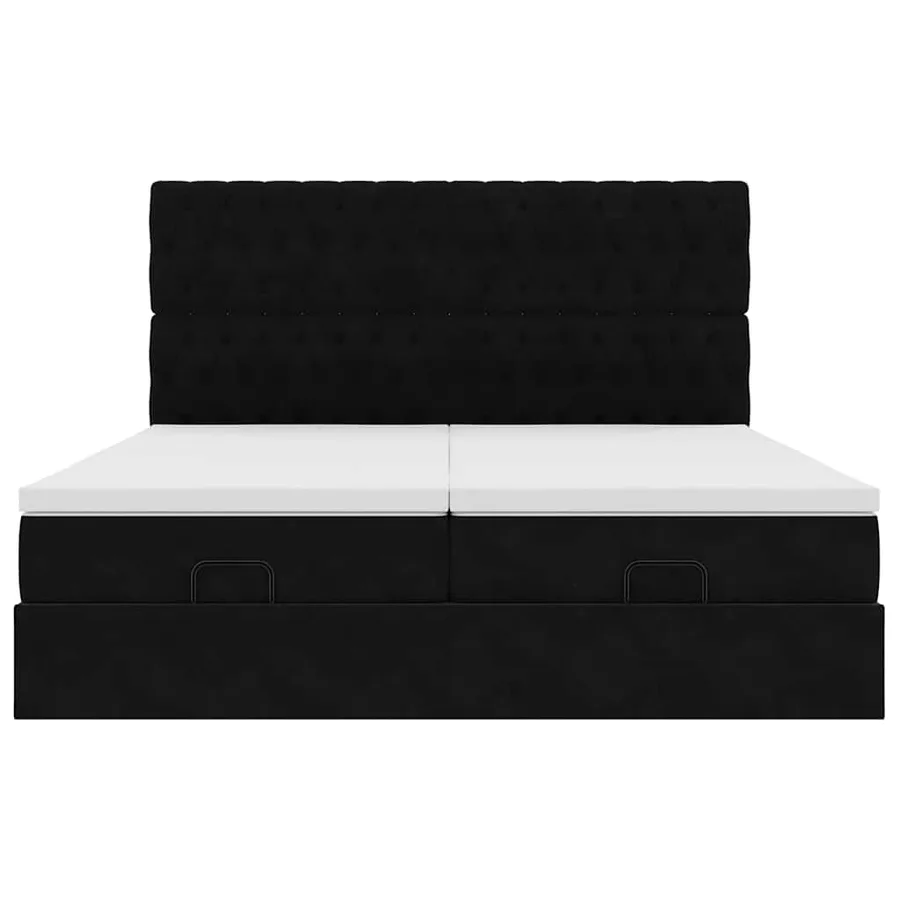 Cadre de lit ottoman avec matelas noir 160x200 cm velours - 8