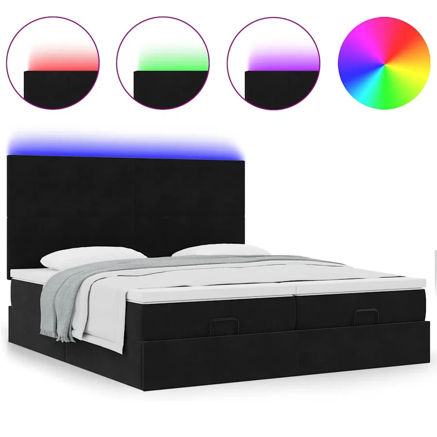 Cadre de lit ottoman avec matelas noir 160x200 cm velours - 5