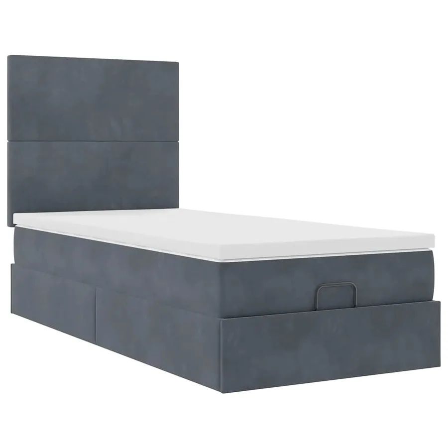 Cadre de lit ottoman avec matelas gris foncé 80x200 cm velours - 6