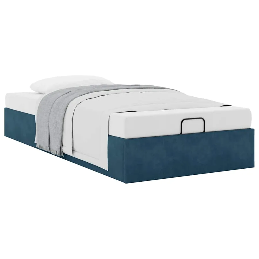 Cadre de lit ottoman sans matelas bleu foncé 80x200 cm velours - 5