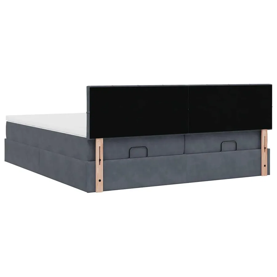 Cadre de lit ottoman avec matelas gris foncé 160x200cm velours - 11