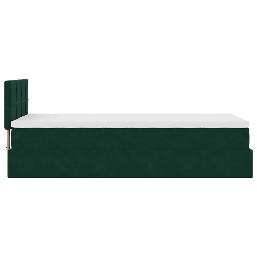 Cadre de lit ottoman avec matelas vert foncé 80x200 cm velours - 10