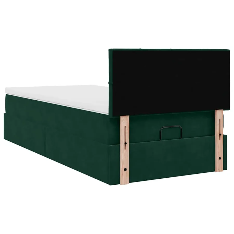 Cadre de lit ottoman avec matelas vert foncé 80x200 cm velours - 11