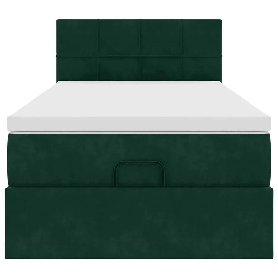 Cadre de lit ottoman avec matelas vert foncé 80x200 cm velours - 7