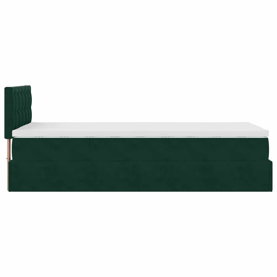 Cadre de lit ottoman avec matelas vert foncé 80x200 cm velours - 10