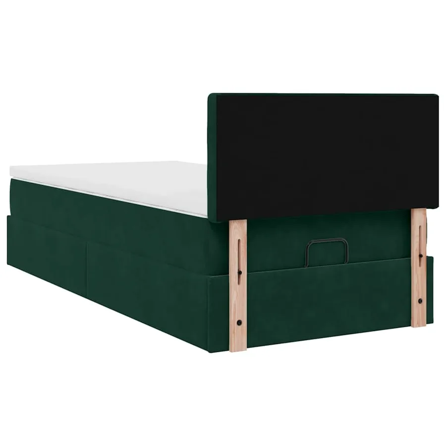 Cadre de lit ottoman avec matelas vert foncé 80x200 cm velours - 11