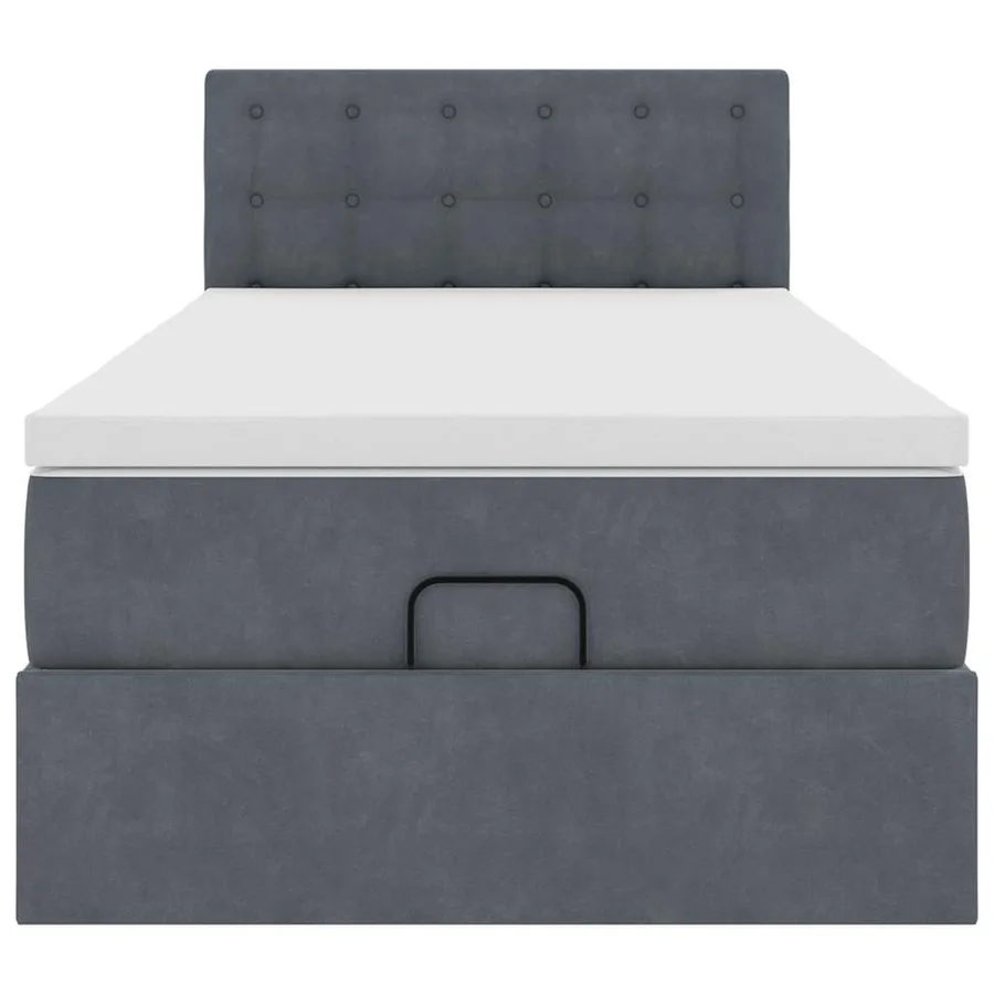 Cadre de lit ottoman avec matelas gris foncé 80x200 cm velours - 7
