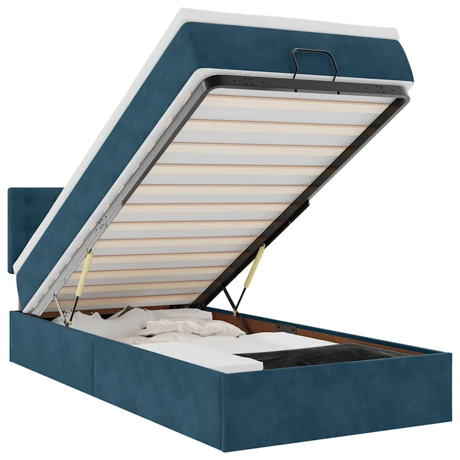 Lit ottoman avec matelas et LED bleu foncé 80x200cm velours - 2