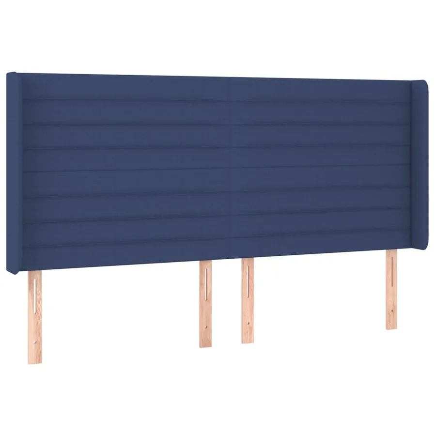 Tête de lit avec oreilles Bleu 163x16x118/128 cm Tissu - 2