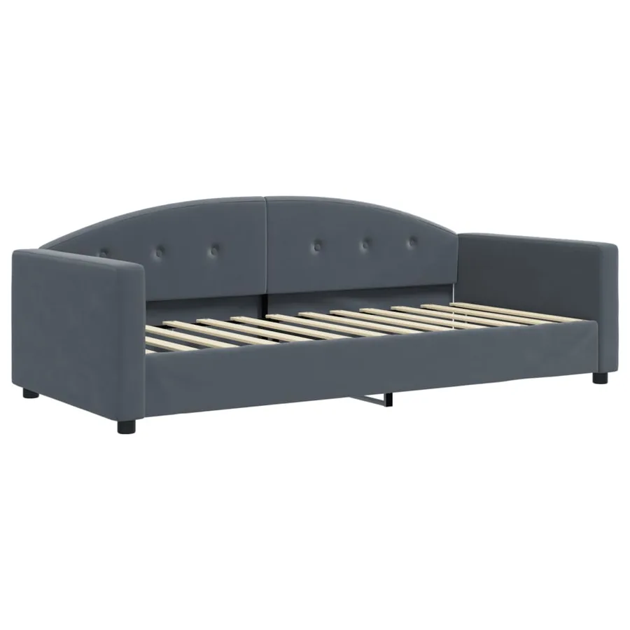 Lit de jour avec gigogne et matelas gris foncé 90x200cm velours - 4