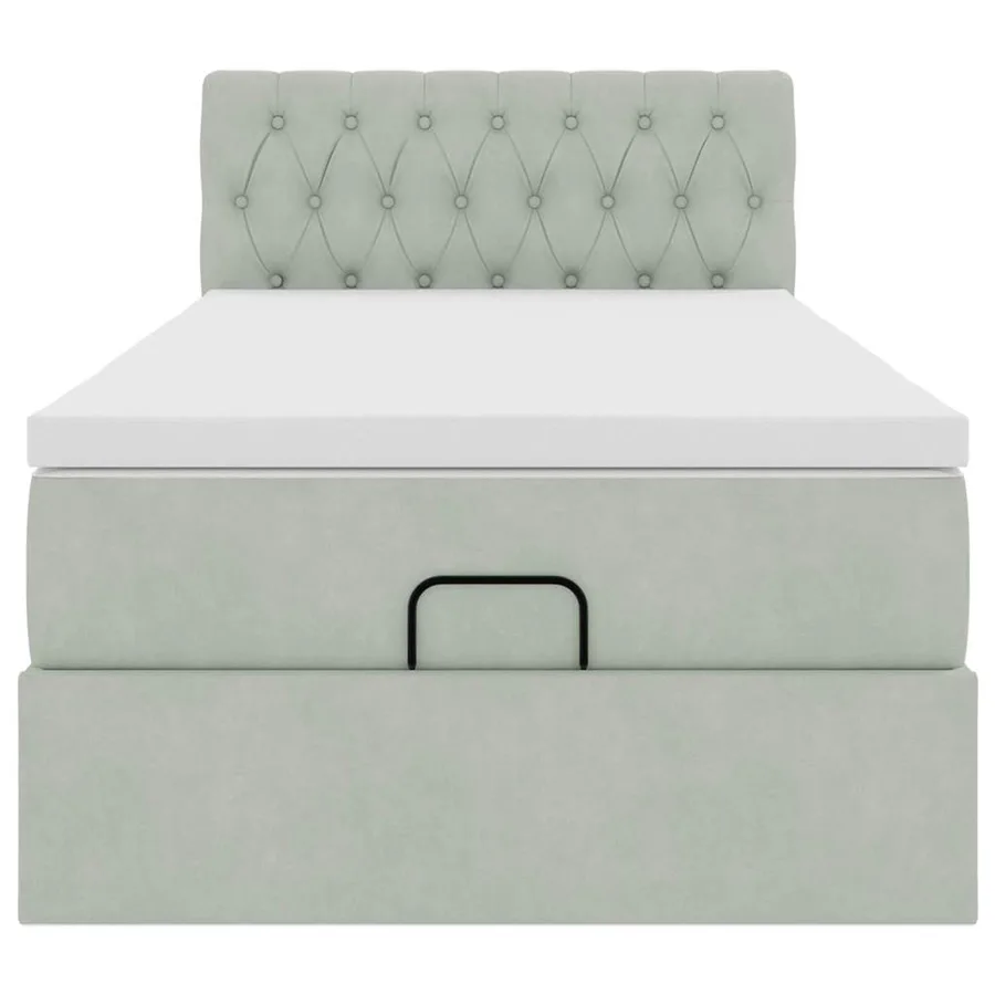 Cadre de lit ottoman avec matelas gris clair 80x200 cm velours - 6