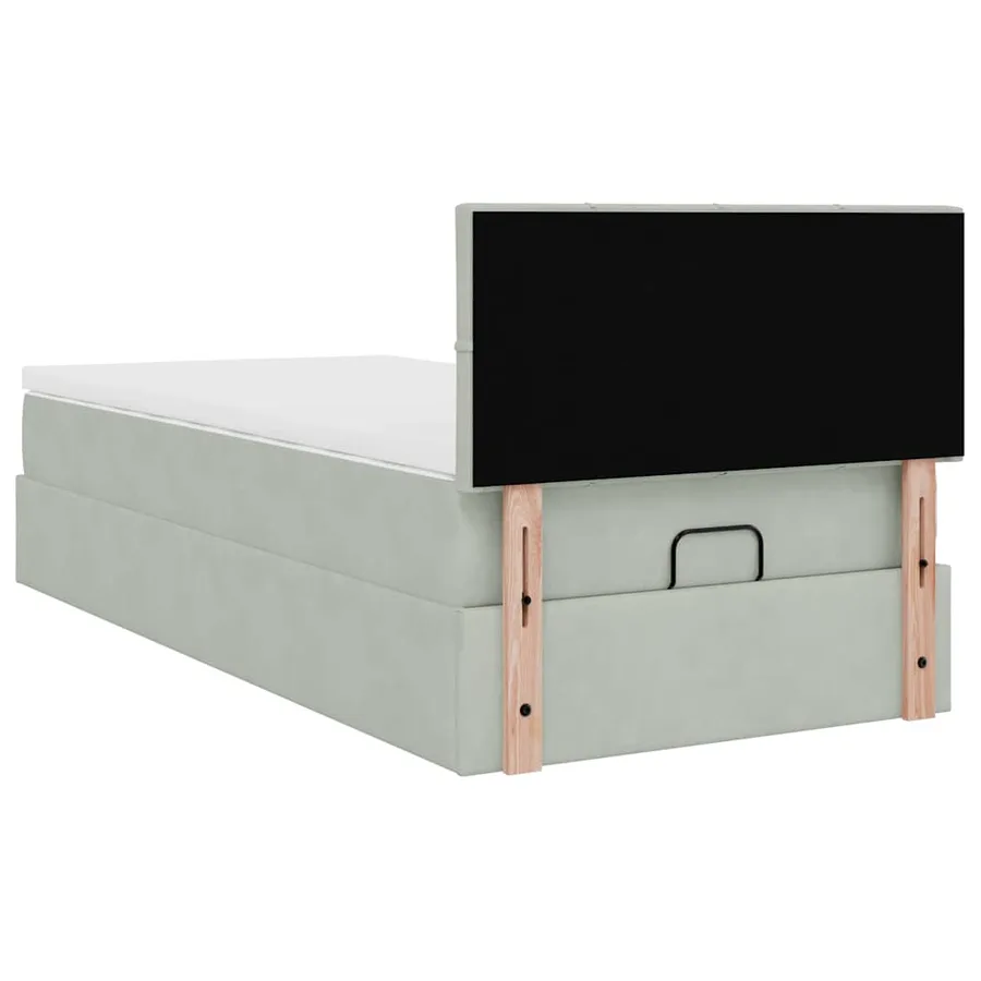 Cadre de lit ottoman avec matelas gris clair 80x200 cm velours - 10