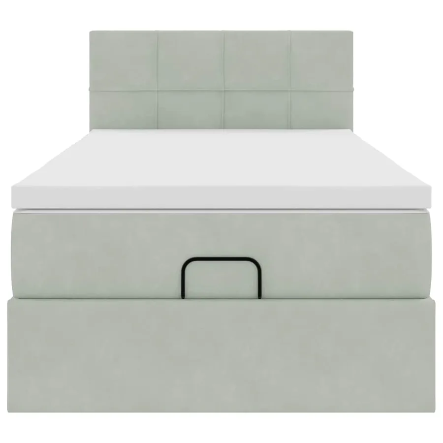Cadre de lit ottoman avec matelas gris clair 80x200 cm velours - 6