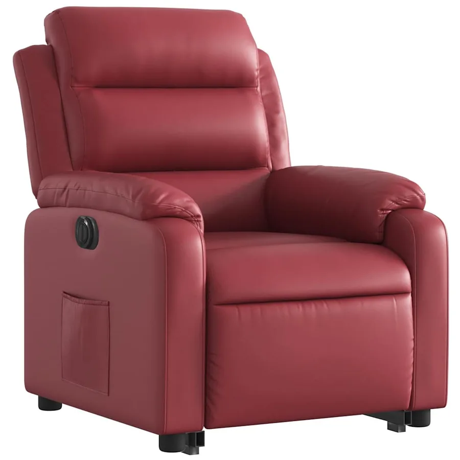 Fauteuil inclinable électrique rouge bordeaux similicuir - 4