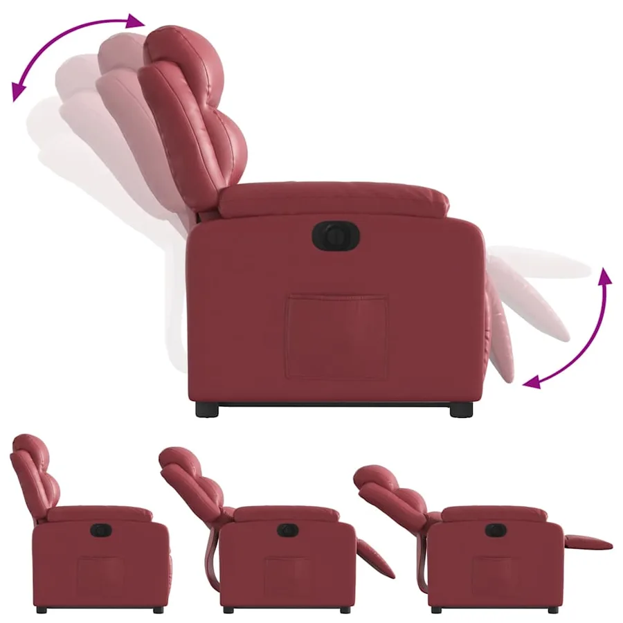 Fauteuil inclinable électrique rouge bordeaux similicuir - 7