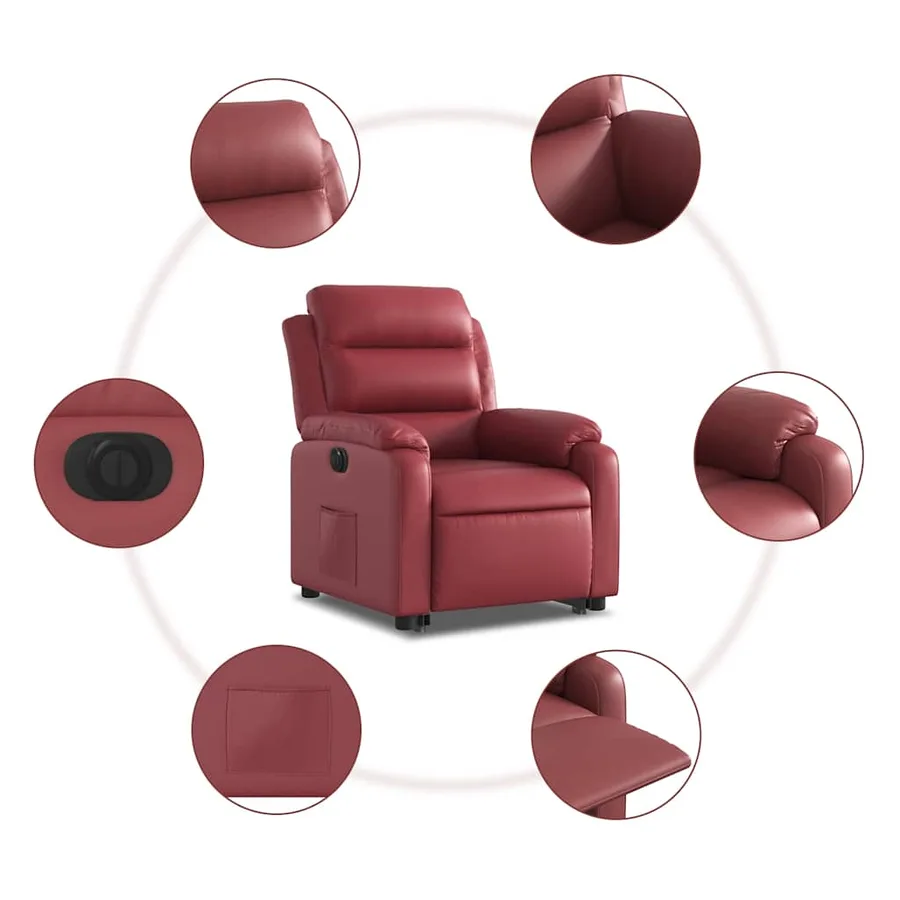 Fauteuil inclinable électrique rouge bordeaux similicuir - 8
