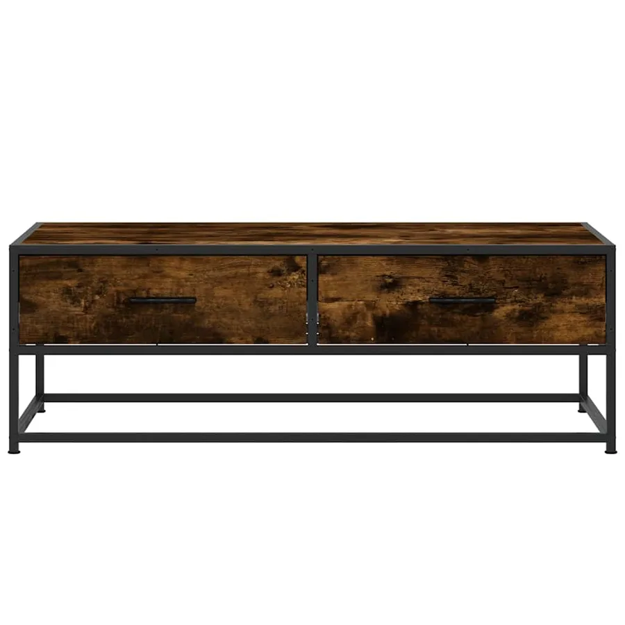 Table basse chêne fumé 100x50x35 cm bois d'ingénierie et métal - 5