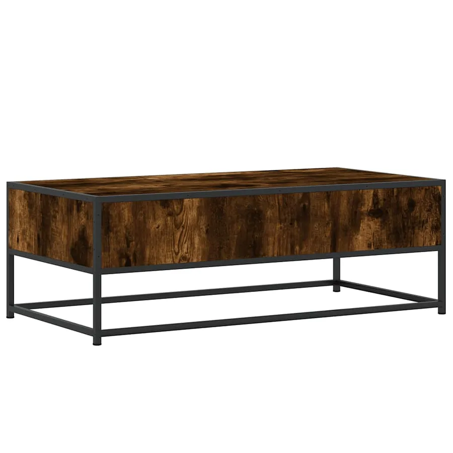 Table basse chêne fumé 100x50x35 cm bois d'ingénierie et métal - 7