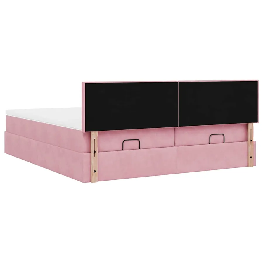 Cadre de lit ottoman avec matelas rose 160x200 cm velours - 11