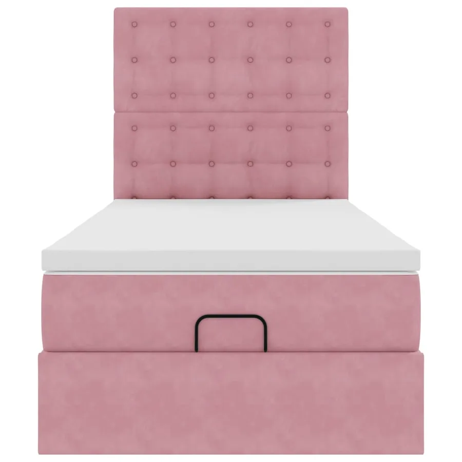 Cadre de lit ottoman avec matelas rose 80x200 cm velours - 7